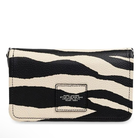 Marc Jacobs The Mini Bag Zebra Print Leather Chain Crossbody Clutch NWT - Picture 8 of 11